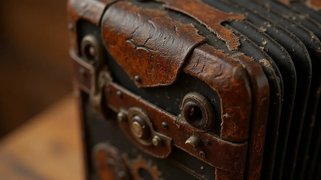 Close-up of antique accordion bellows