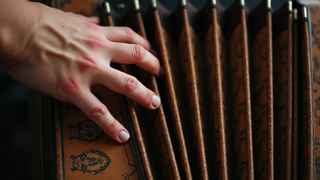 Close-up of antique accordion bellows