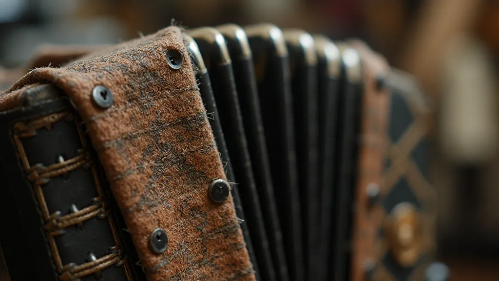 Close-up of antique accordion bellows