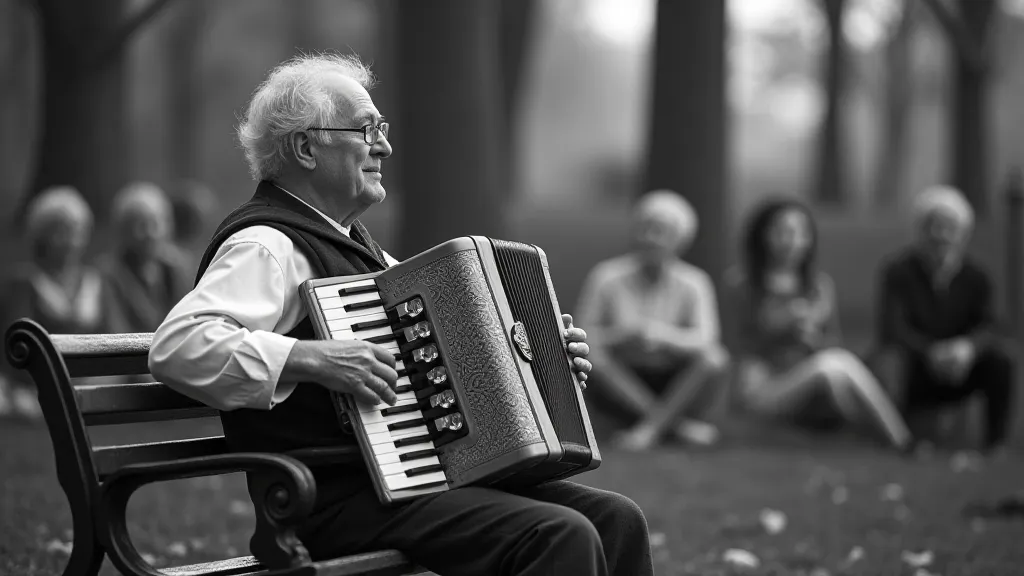 Accordion player in a park