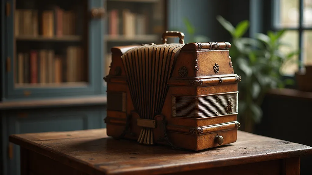 Antique accordion on display