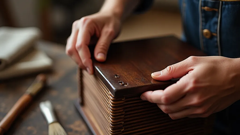 Applying leather cement to bellows
