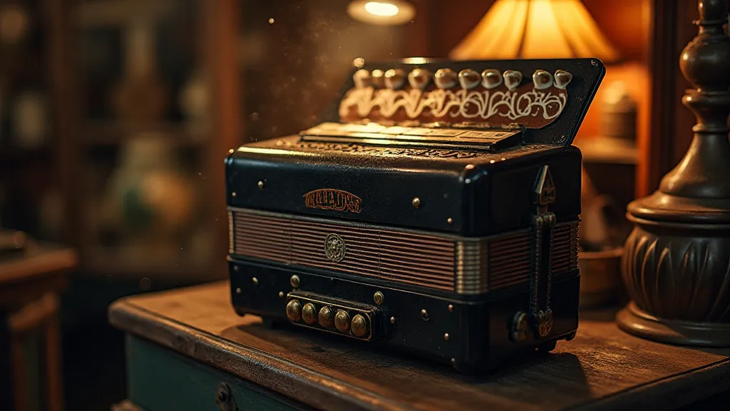 Restored accordion in an antique shop